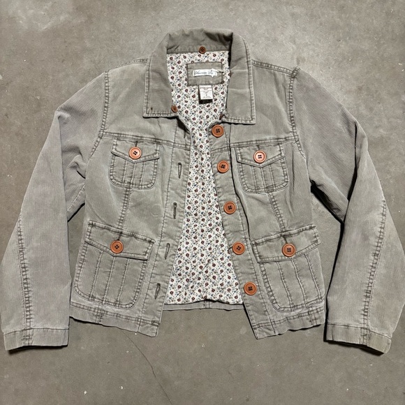 Vintage Corduroy Jacket American Rag Cie Floral Lining Y2K 2000s Gilmore Girls - Picture 2 of 7